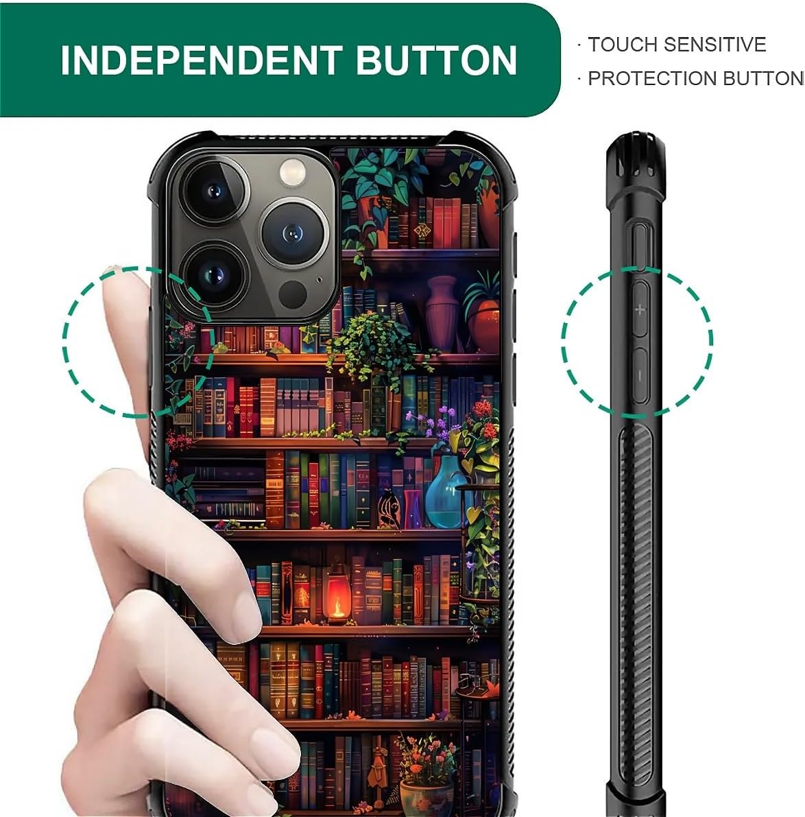 CARLOCA Compatible with iPhone 16 Pro Max Case,Colorful Book Wall Flowers for Men Woman,Anti-Scratch Soft TPU Shockproof Unique Protective Cover Pattern Design - Image 3