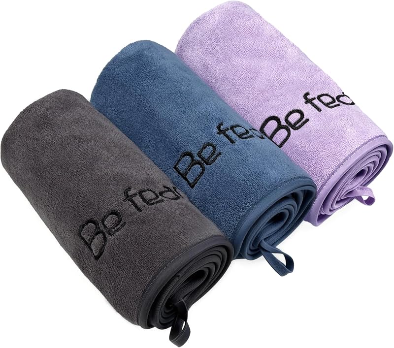 Toallas de gimnasio para hombres y mujeres, paquete de 3 toallas de entrenamiento de microfibra de 15 x 30 pulgadas, toallas de sudor de secado rápido de 400 GSM con lazo central para colgar, toallas zapatillas suaves y absorbentes para yoga, correr, nadar