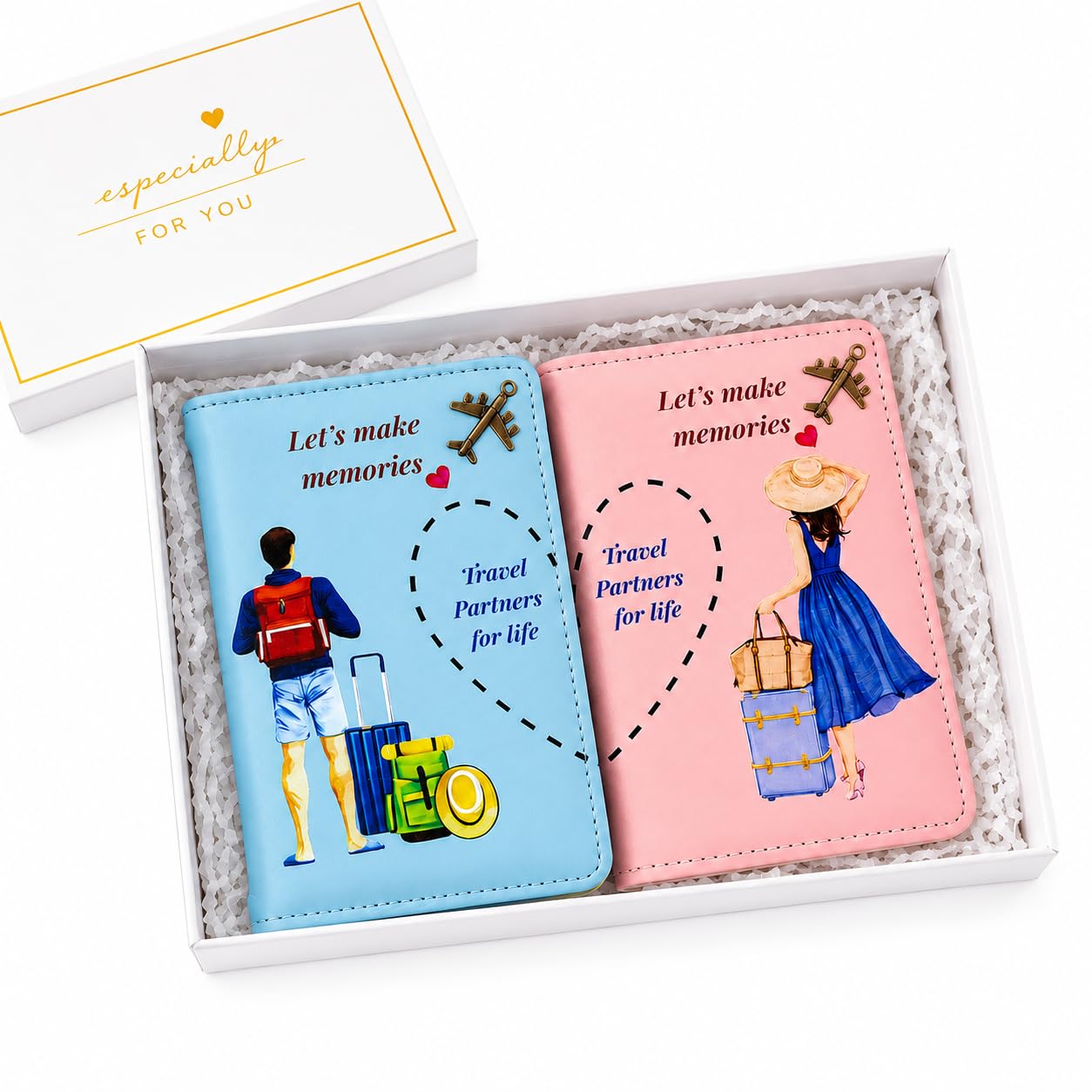 Premium Set of 2 Couple Passport Covers – Matching Travel Passport Holder Set for Him & Her | Romantic Travel Accessories | Self Gift, Wedding Gift, Engagement & Anniversary-image-45