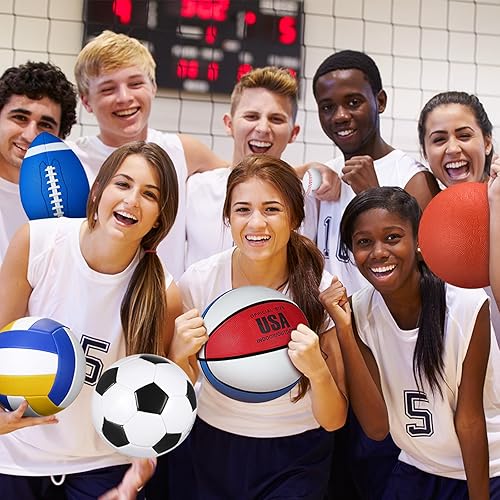 Miniatura 6 de Libima Juego de 6 Pelotas Multideporte de Tamaño Oficial Fútbol Baloncesto Fútbol Soccer Voleibol Pelota de Patio Béisbol con Bolsa de Equipo