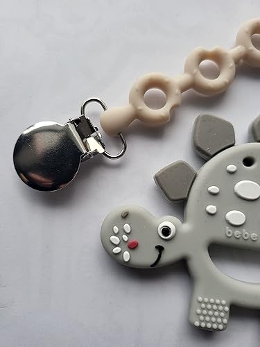 Miniatura 5 de Juguetes de dentición de dinosaurio para bebés con clip para chupete para bebés, bebés recién nacidos de 0 a 6 meses, sin BPA, de 6 a 12 y 18 meses