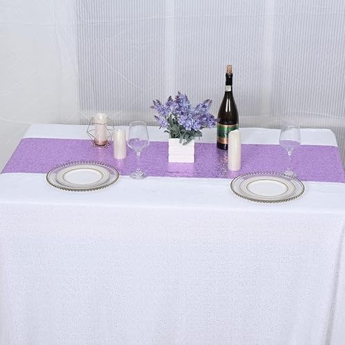 Miniatura 6 de Poise3EHome Camino de mesa de boda con lentejuelas brillantes para decoración de mesa de baby shower (12 x 108  2 piezas, lavanda)