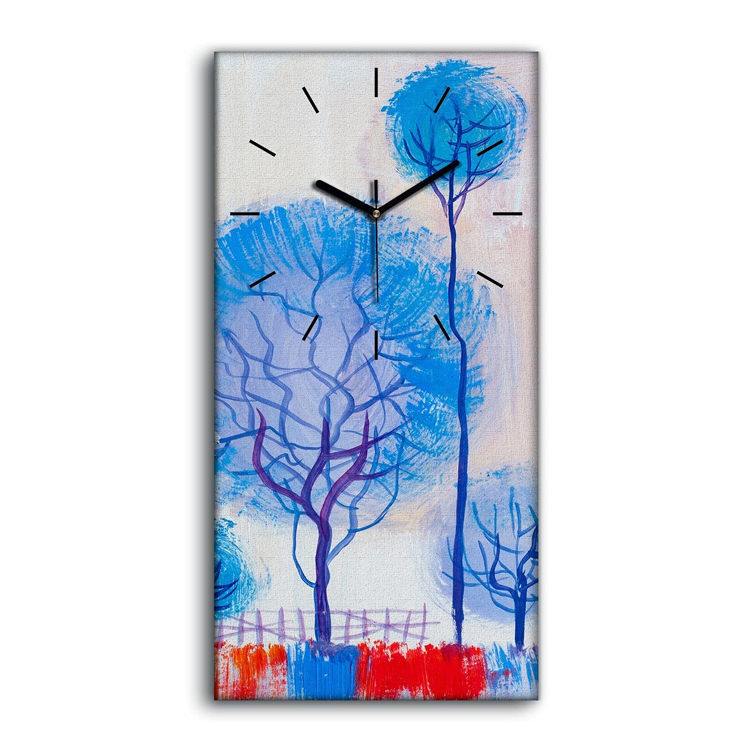 Horloge sur toile haut de gamme 30x60cm au motif d'arbres artistiques et mains noires