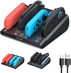 [Switch 1/2 Compatible] FASTSNAIL 8-in-1 Charging Dock for Nintendo Switch 2/Switch 1/OLED for Joy-Con 2, Dual-Direction Magnetic Fast Controller Charger Station Stand for Joycon 2/1 (Black)