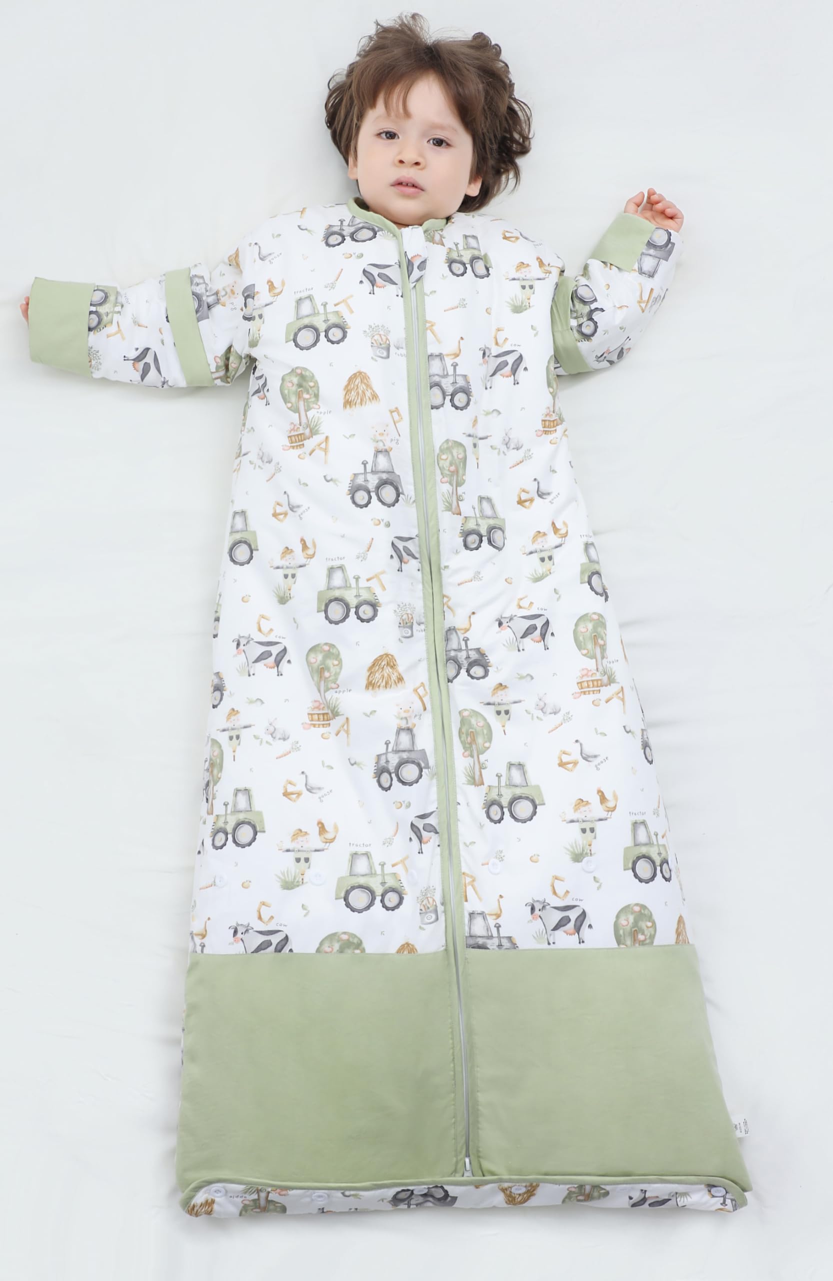 Chilsuessy Sacco a pelo per bambini con maniche staccabili, 2,5 Tog, per l’inverno e tutto l’anno, biologico, per bambini e bambine da 1 a 10 anni