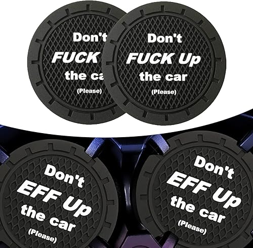 Pincuttee Paquete de 2 posavasos para automóvil portavasos de silicona portavasos de automóvil portavasos de ajuste universal no te fuck up the car
