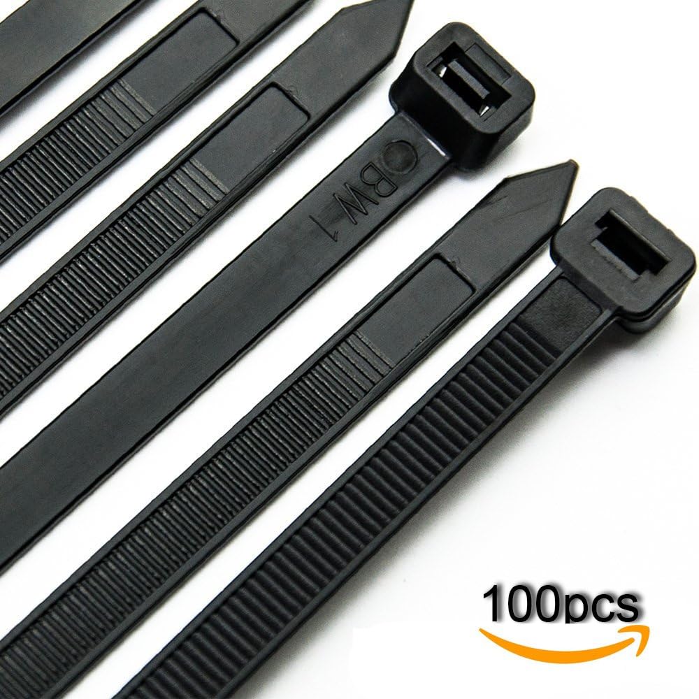 Nylon Zip Ties, Strong Cable Ties, Industrial Grade Wire Ties, Plastic Ties, Cable Tie,Self-Locking Cable Ties Plastic.Packs 100,6 Inch (15cm) Long,Black &White (Black)