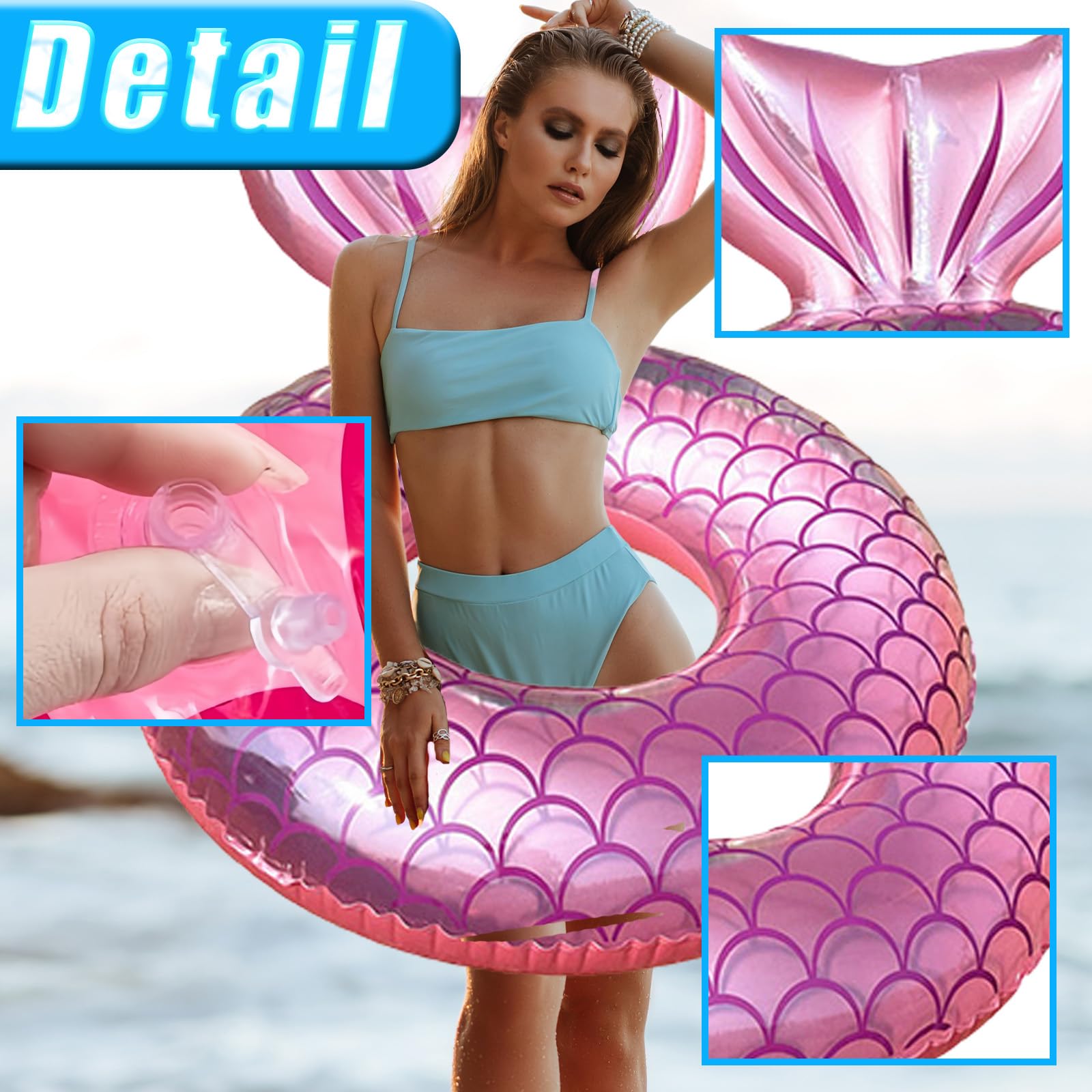 Anillo de natación Inflable en Forma de corazón de Sirena para niños, Adultos,