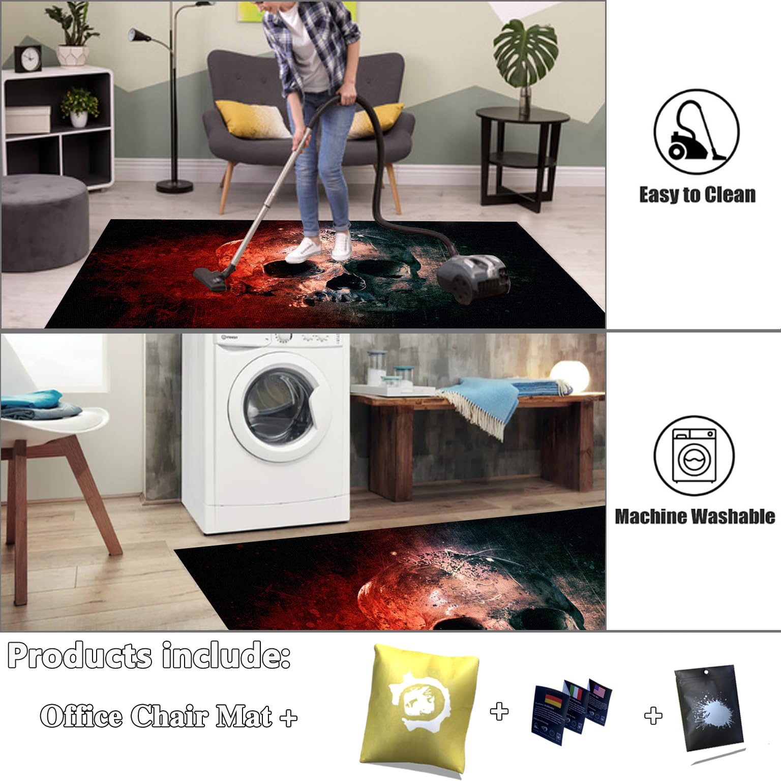 Gaming Bodenschutzmatte, Bürostuhl Teppich Unterlage, Schreibtischstuhl Unterlage 90 x 120 cm, Kratzfest Bodenschutzmatte für Teppiche rutschfest Bürostuhl Unterlage für Stühle Hohe Dichte Anti-Silp