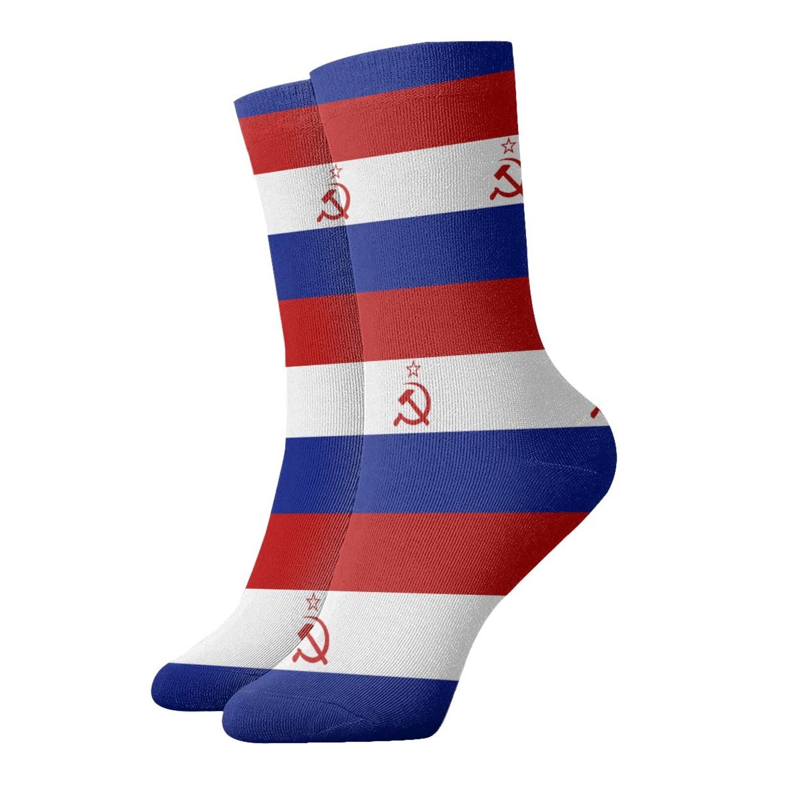 Oudrspo Russian Flag Athletic Tube Socks Black Socks Running Socks Breathable Casual Sports Socks