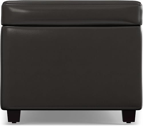 Miniatura 132 de Otomana rectangular de almacenamiento de cuero sintético Simpli Home Avalon., Madera, Gris pizarra Pizarra gris,Crema Satinado,Tanners Marrón,Negro