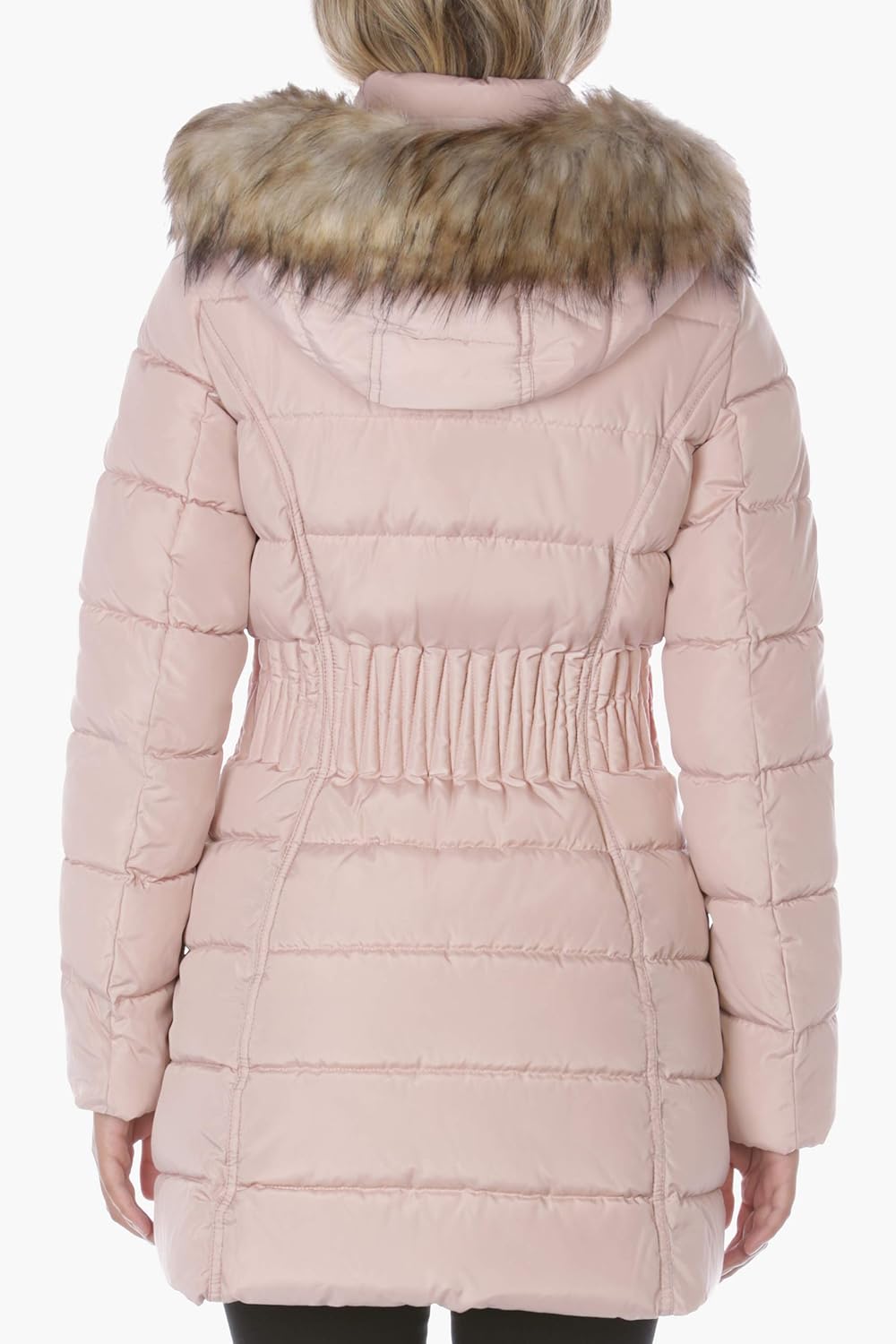 Laundry by Shelli Segal Women's Stretch Quilted Puffer Jacket – Long Winter Coat With Faux Fur Hood