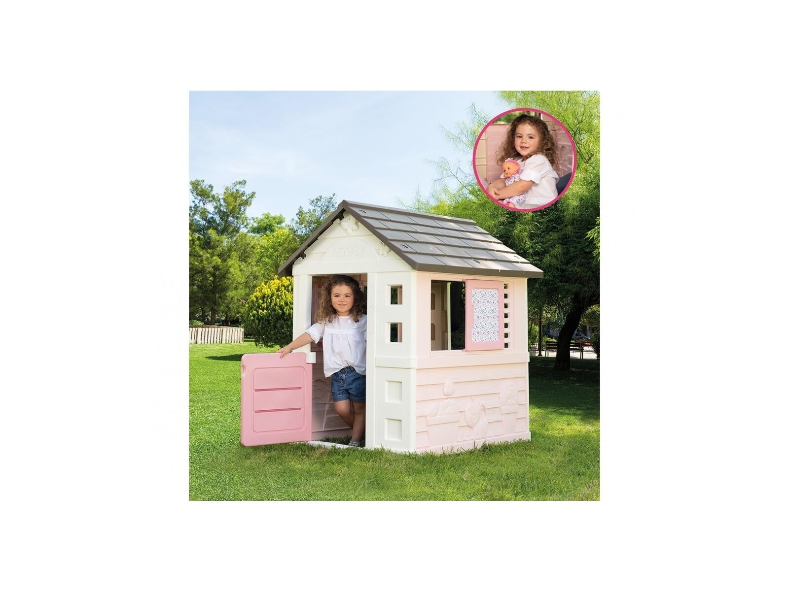 Smoby Toys- Casita Infantil Corolle Rosa, Sólida y Robusta, Medidas (l x an x al): 110x98x127cm (810720)
