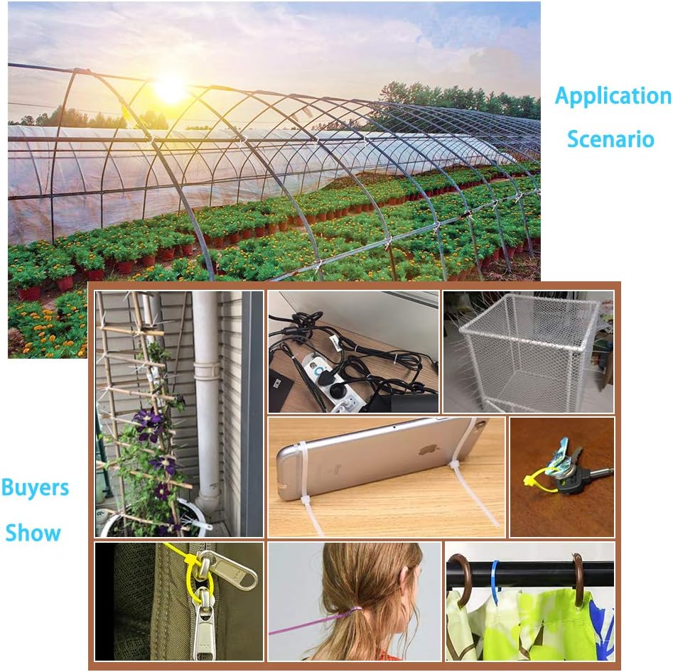 Best Cyber Monday 🔥 Nylon Cable Zip Ties, SOUBUN 200 Packs 8 Inch White Heavy Duty UV Resistant Self Locking Fasten Wrap Nylon Cable Ties, Outdoor Indoor Purpose（Wide 4.8mm）