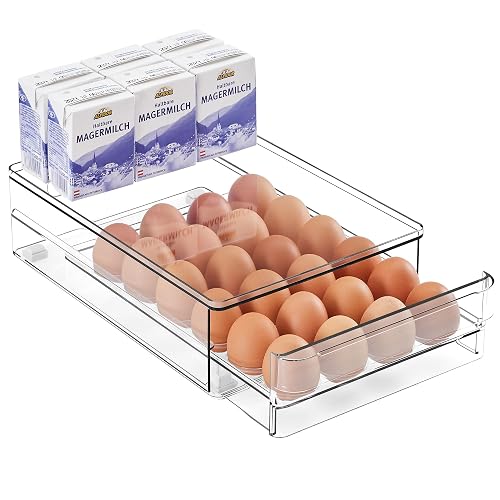 24 Egg Drawer for Fridge, Pull Out Egg Storage Container