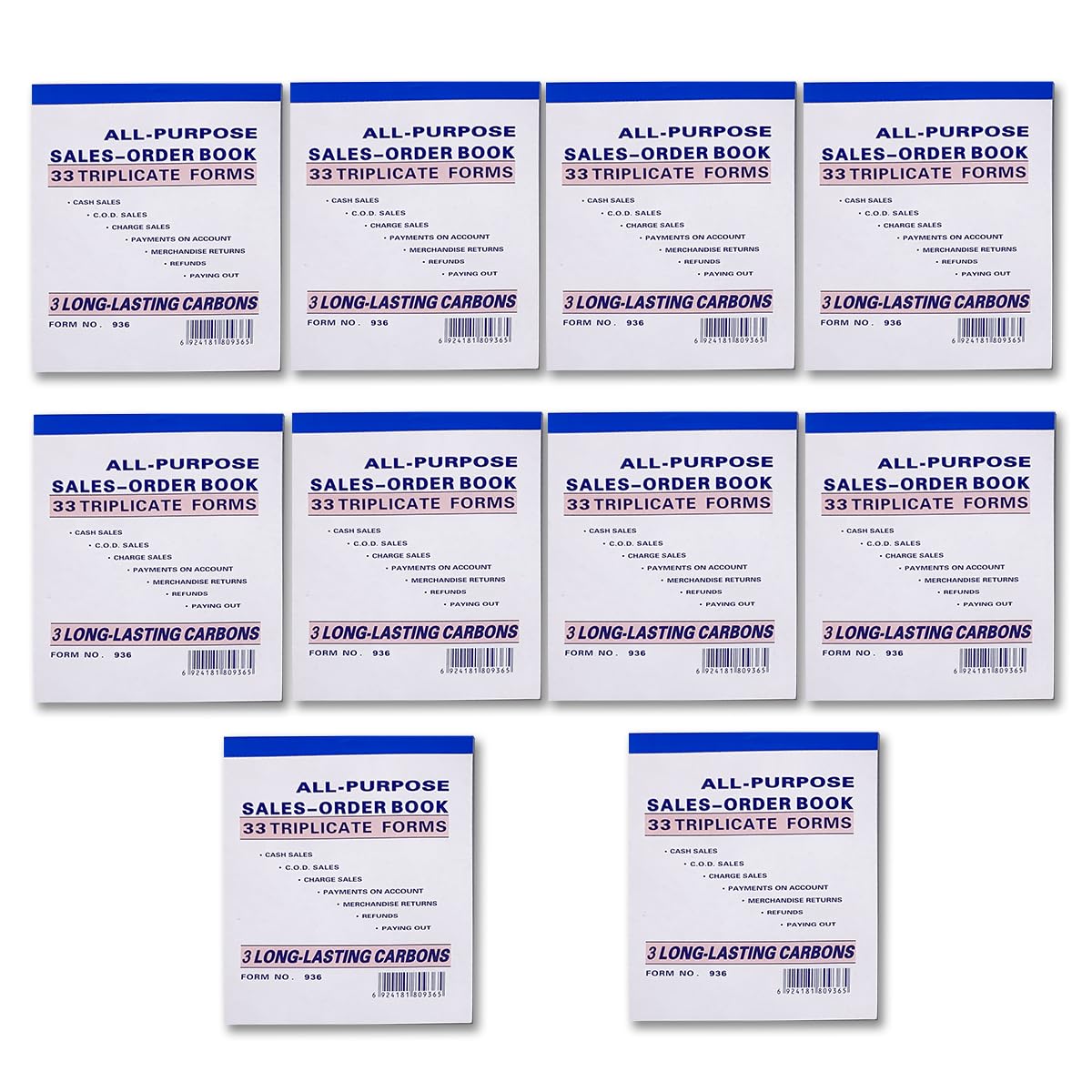 Sales Order Book 33 Triplicate Forms Carbonless 3 Copy's - Wholesale Lot of 10