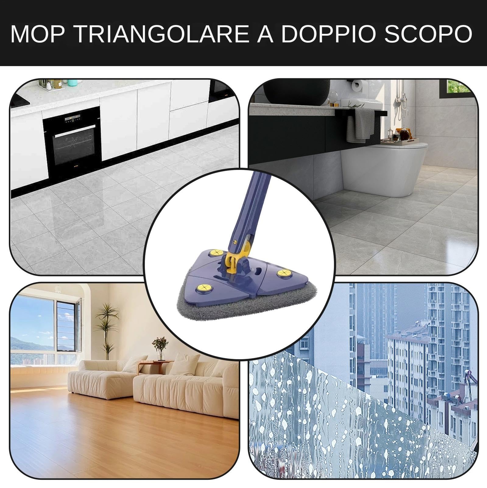 Trapo para paredes - Mop triangular herramienta de lavado de paredes, plumero mojado/ extensible y orientable 360 grados para casa y apartamento