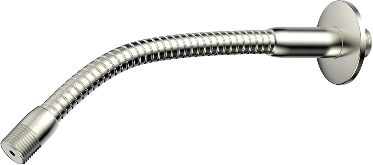 Flexible Brushed Nickel Wall-Mounted Shower Arm