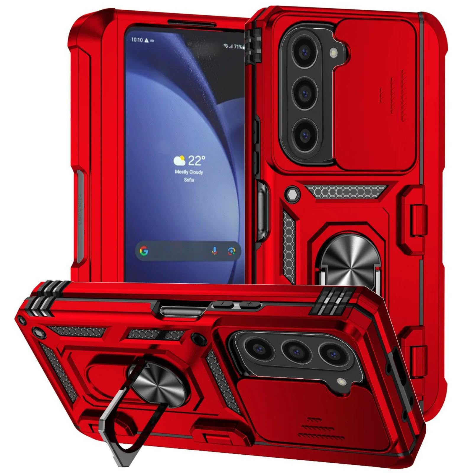 Coque Galaxy Z Fold 5 antichoc rouge protection rigide avec anneau - 7