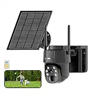 4G LTE Cellular Security Camera Wireless, No WiFi Needed Solar Wireless Outdoor Camera, PIR Motion Sensor, 2K HD Color Night Vision, Remote Access, 2-Way Audio, Pan and Tilt,Black