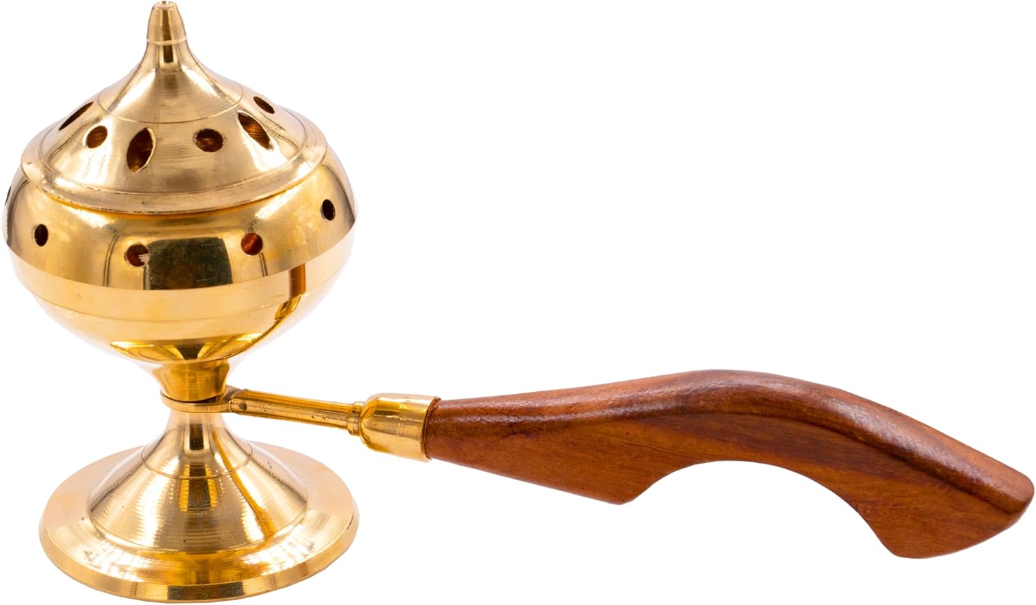 Brass Loban Sambrani Dhoop Dani with Handle for Home Purifying for Prayer Pooja Arti Mandir Temple (Brass Hand Loban)