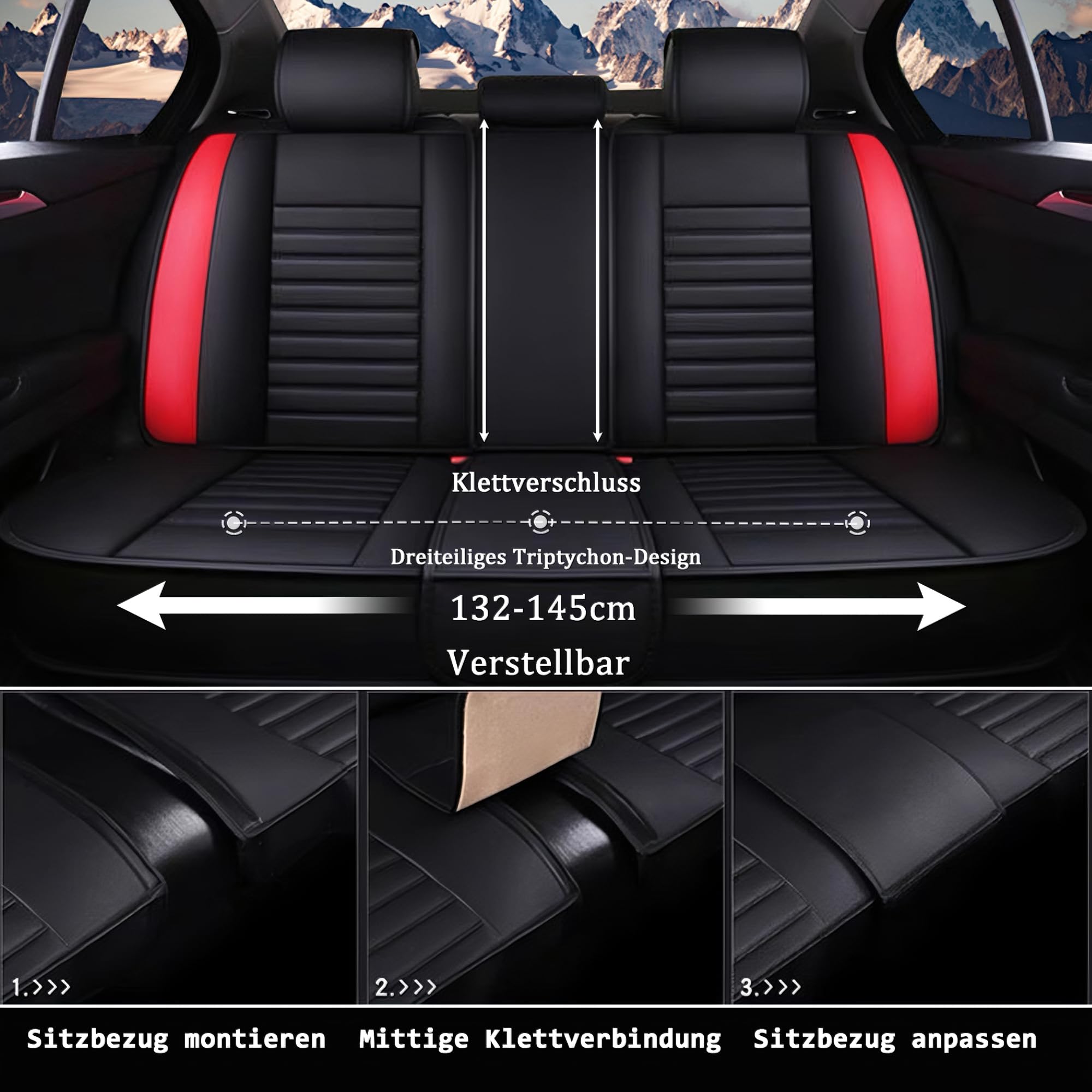 komplet 5-częściowych osłon foteli samochodowych, uniwersalne pokrowce na fotele do Mercedes-Benz klasy B klasy C klasy E GLB GLE GLK, skóra syntetyczna, oddychające i wodoodporne oraz odporne