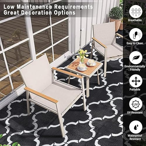 Miniatura 187 de HUGEAR Alfombra de exterior para patios, impermeable, alfombra de exterior grande, hecha de paja de plástico reversible, para campamento, caravana