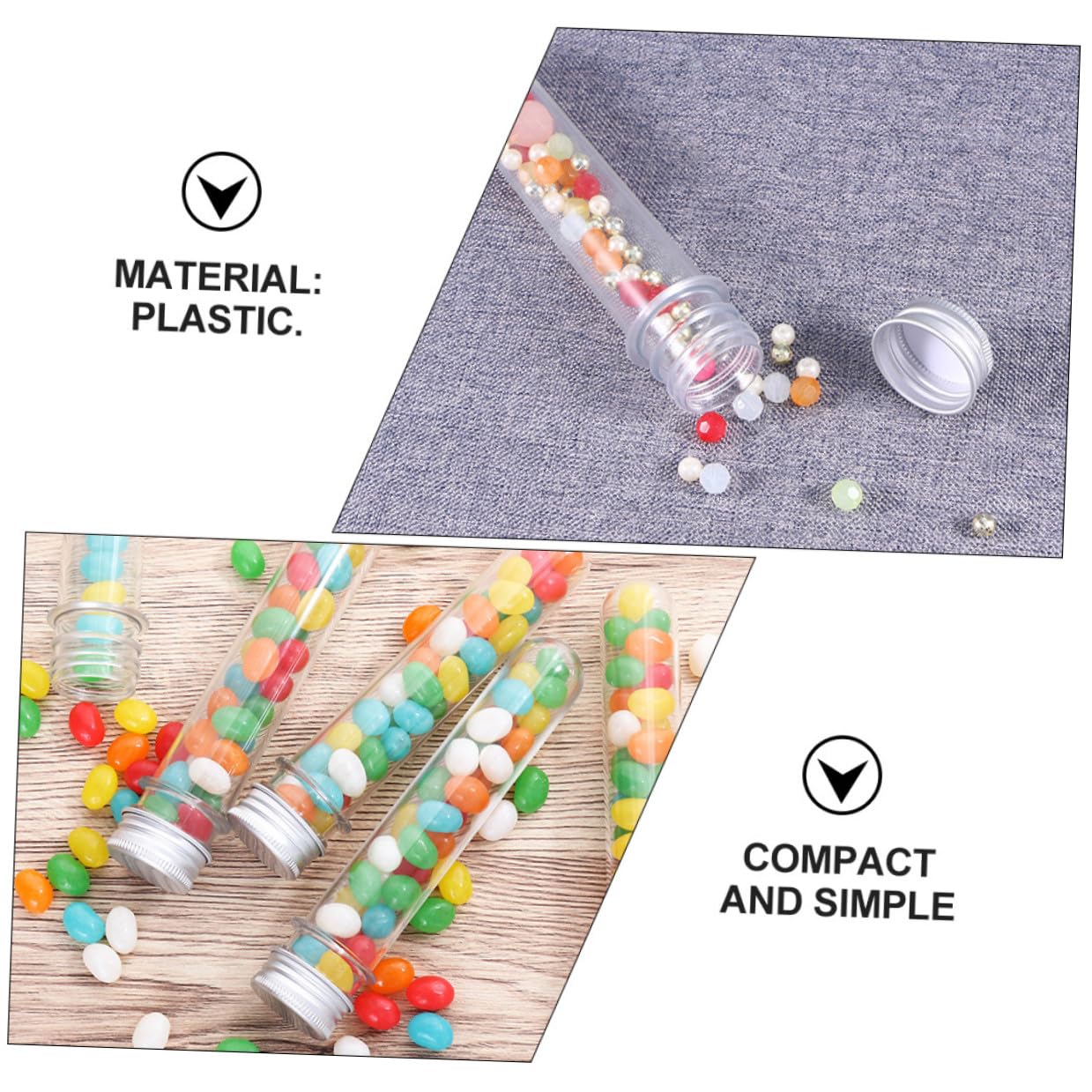 50 Pezzi Provette Trasparenti in Pet da 45ml Tappo a Vite, Bottiglie Portatili Ben Sigillate per Conservare Spezie e Profumatori