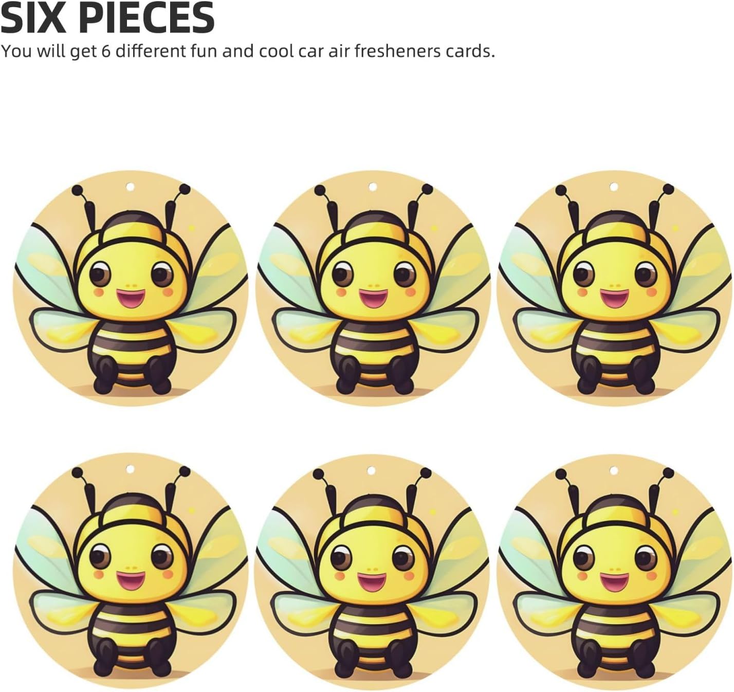 Car Air Fresheners 6 Pcs Hanging Air Freshener for Car Hanging Scented Cards for Car Yellow bee Aromatherapy Tablets Hanging Fragrance Scented Cards for Car Rearview Mirror