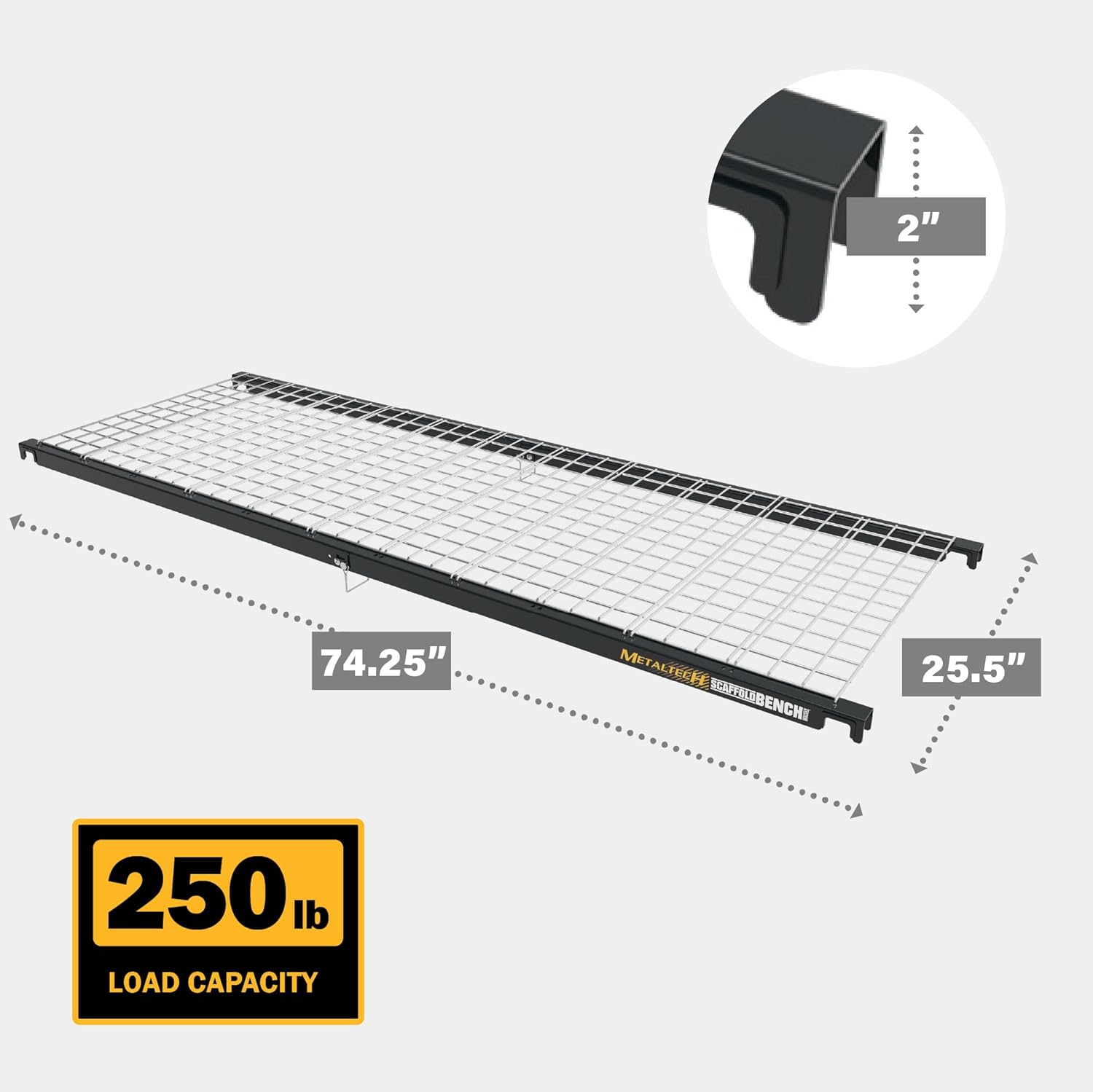 Metaltech Storage Shelf for Interior Scaffolding, Heavy Duty 200 lb Capacity, Metal Shelves for Storage, Shelf Organizers, Scaffolding Accessories, Storage Racks and Shelving