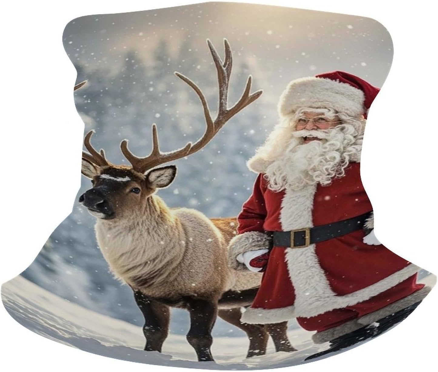 Upf 50+ Fishing Neck Gaiter Breathable Balaclava Half Face Mask Quick Dry Neckscarf Ski Mask Windproof Santa Claus And Deer Elk Face Covering for Sun Protection Outdoor