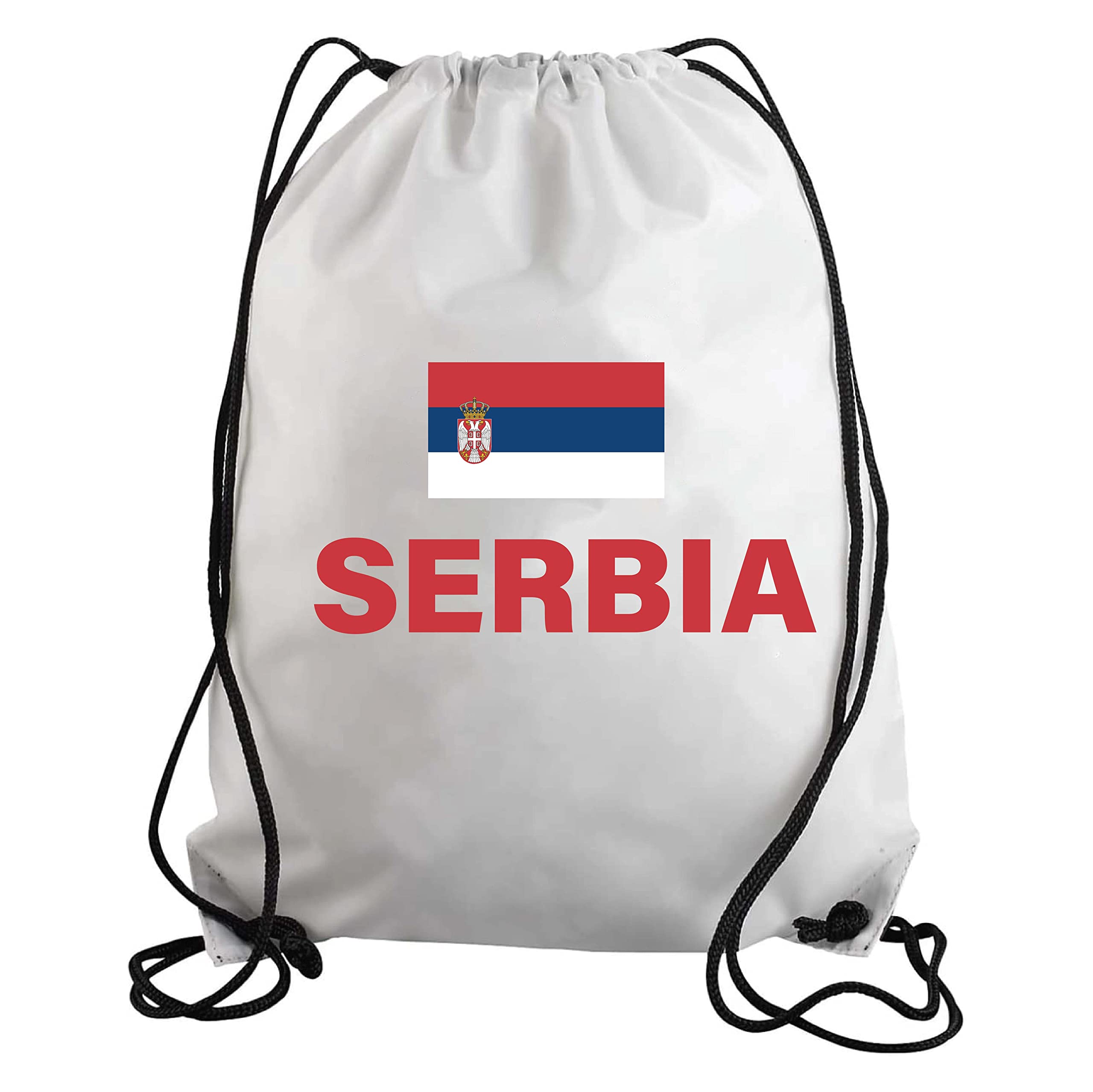 Serbia Soccer Drawstring Bag for Sports Fans Riding Backpack Suitable for Adults and Kids