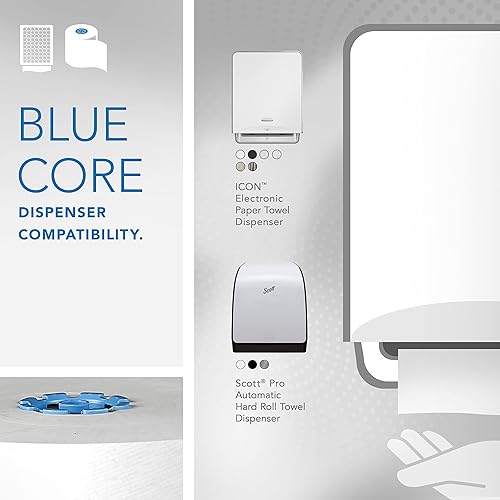 Miniatura 4 de Scott Toallas de papel Pro Hard Roll (43959) para dispensador Scott Pro (solo núcleo azul), bolsillos de absorción, blanco, 900 piesrollo, 6 rollos