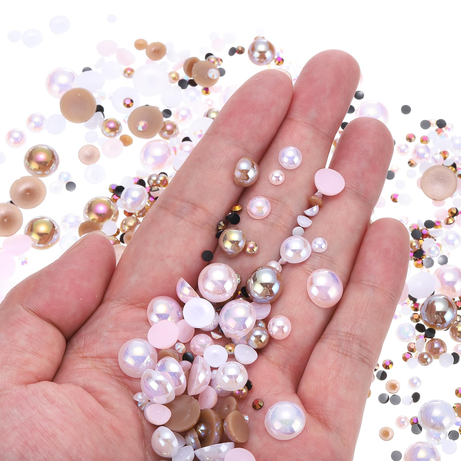 PATIKIL 30g Pearls and Rhinestones, 3-10mm Mix Flatback Rhinestones and Half Pearls Resin Rhinestone for Shoe… - Image 4