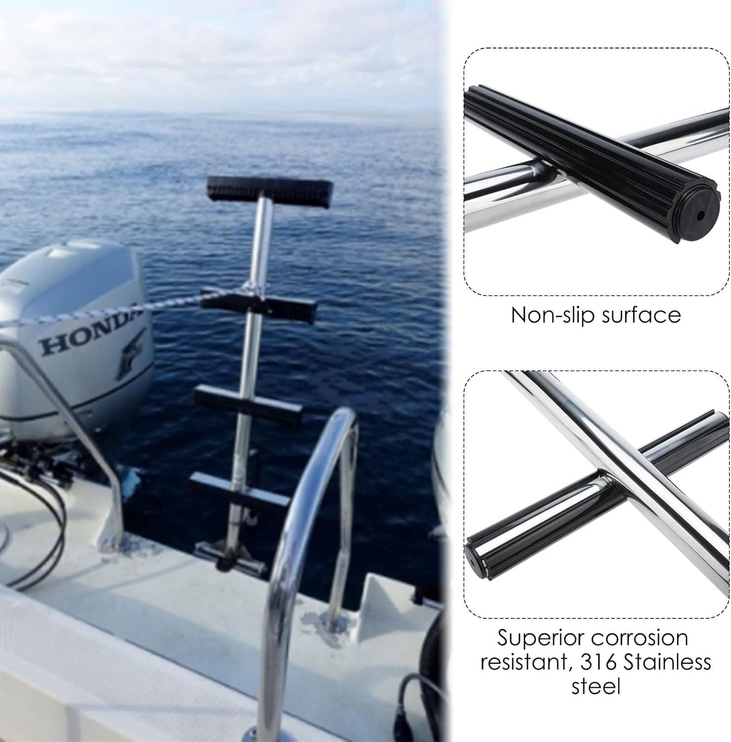 Amarine Made 3 Step Stainless Steel Sport Dive Ladder with Bracket Transom Diving Ladder for Boat Boarding