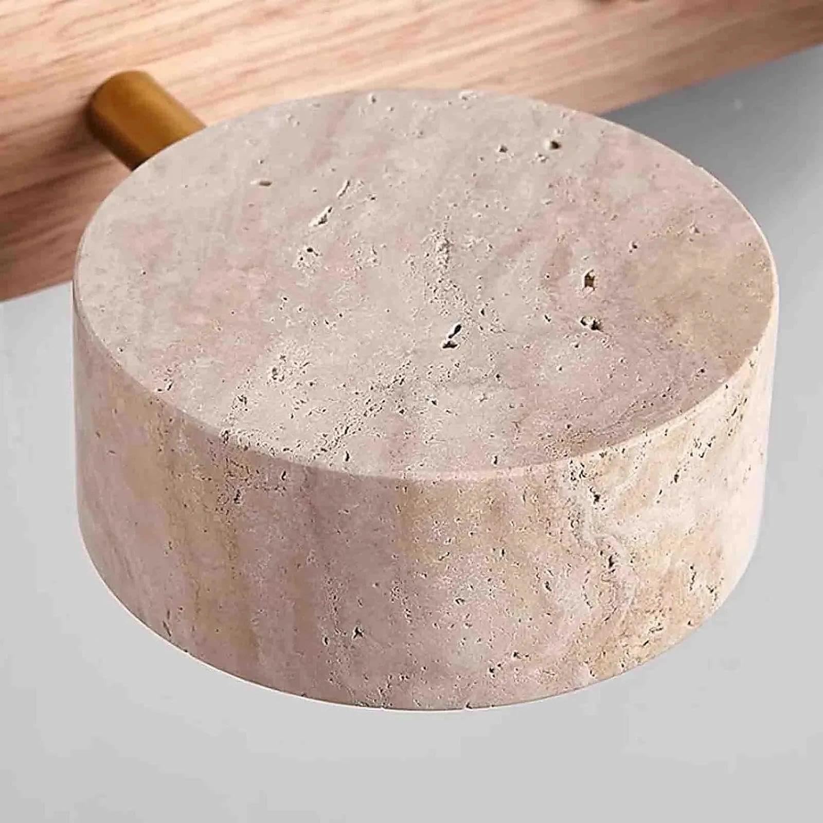 Aplique de baño de Madera Natural – Aplique de Pared de travertino de 3 Luces con LED Giratorio de 180°, lámpara de Piedra Moderna para Espejo de baño, Estilo rústico nórdico (noga