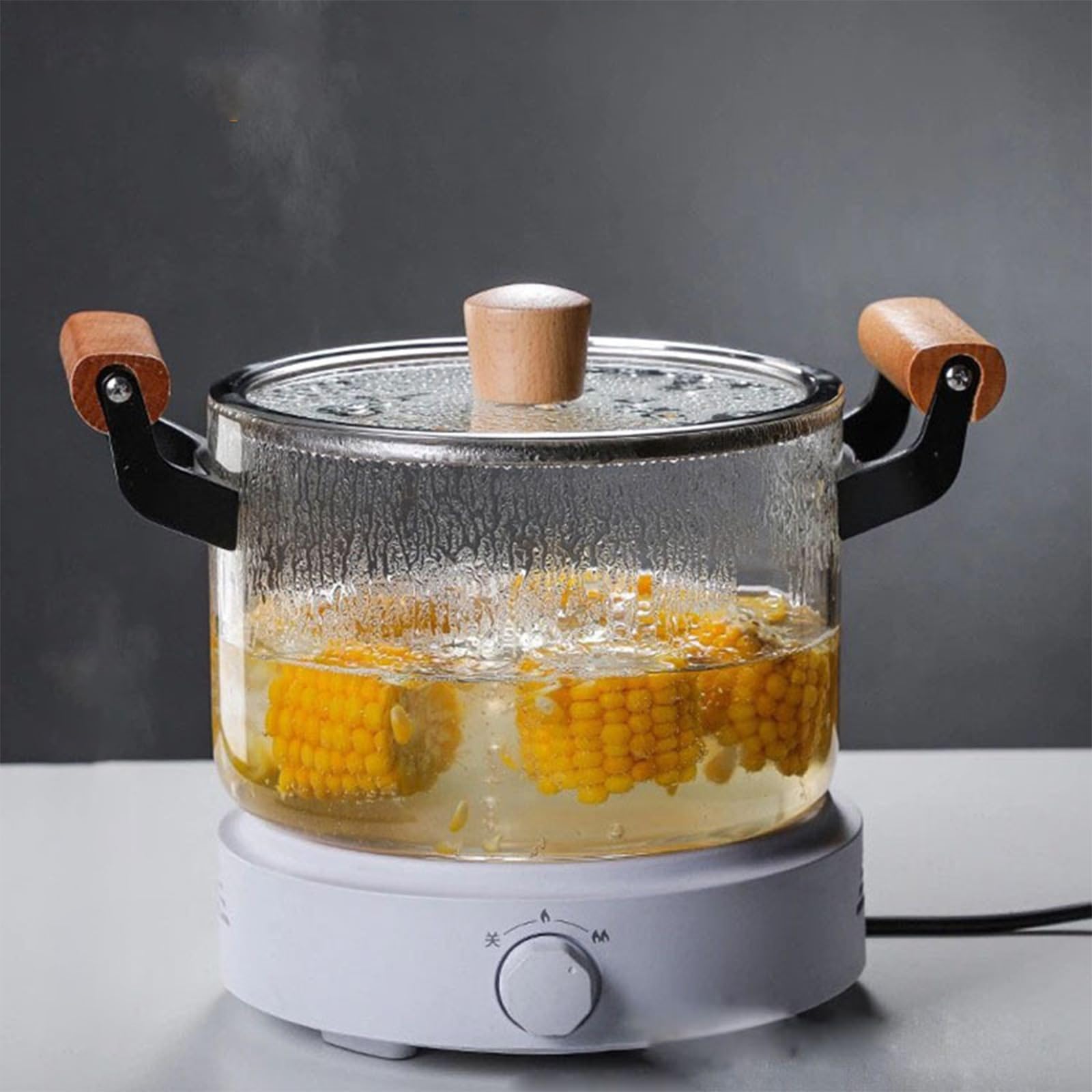 Olla de vidrio con tapa, olla transparente de doble asa, olla de vidrio for microondas a fuego lento, ollas de vidrio universales resistentes al calor, ollas transparentes for cocinar, for cocinar sop