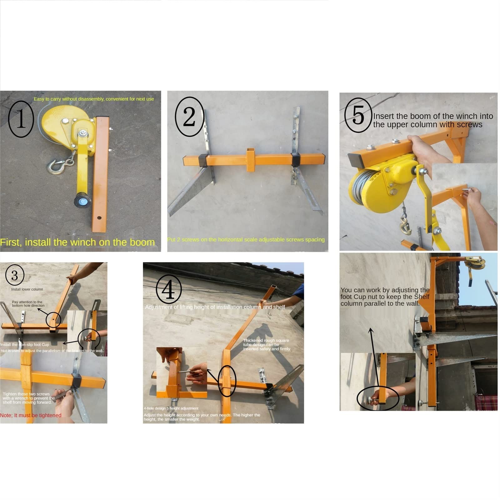 Outil de Levage pour Grue, treuil Manuel autobloquant pour Installation de climatisation + Support Amovible, 10/15/20 m (Corde de 10 mètres) (Corde de 10 mètres)