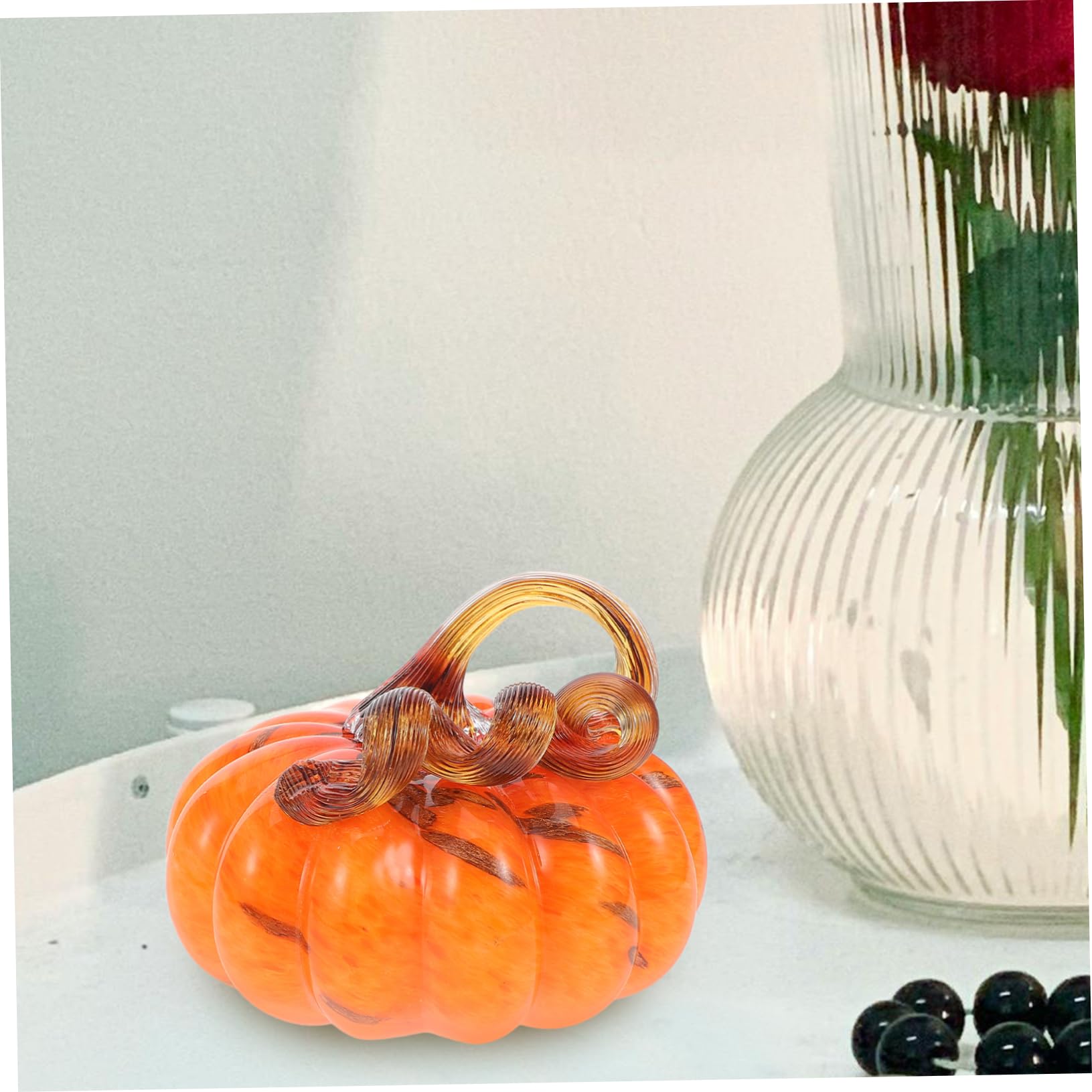 IMIKEYA Künstliches Halloween-kürbis- Mundgeblasene Kürbisstatue Aus Glas Miniatur-kürbisfigur für Den Herbsttisch Erntedankfest und Halloween-partyzubehör