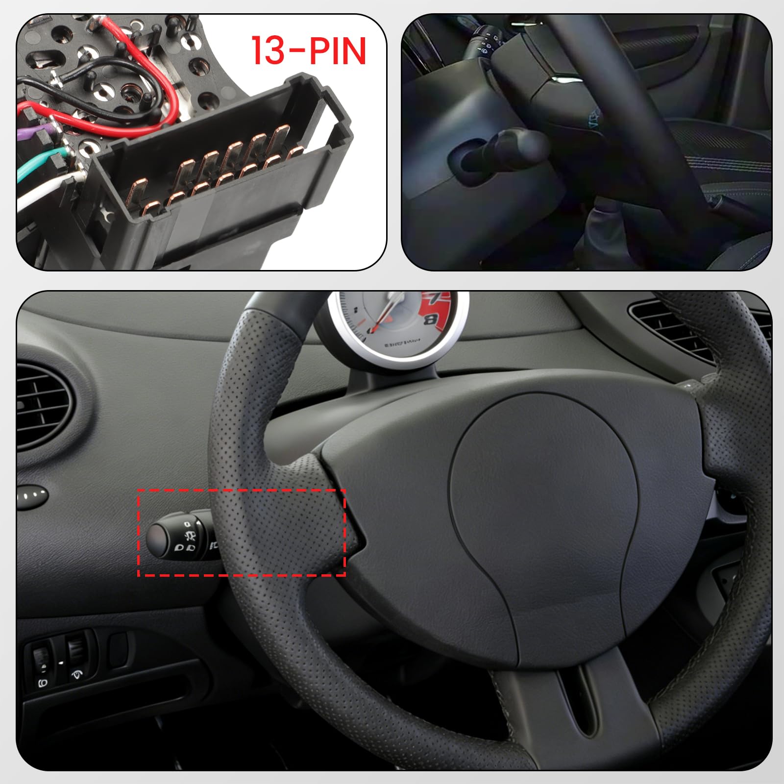 Lenkstockschalter für Twingo 2 2007-2014 7701072110 mit Nebelschlussleuchte-Funktion,mit Nebellampenfunktion,mit Lichtumschalt-Funktion,mit Hupe,mit Blinker-Funktion für Twingo II (13 Pins)