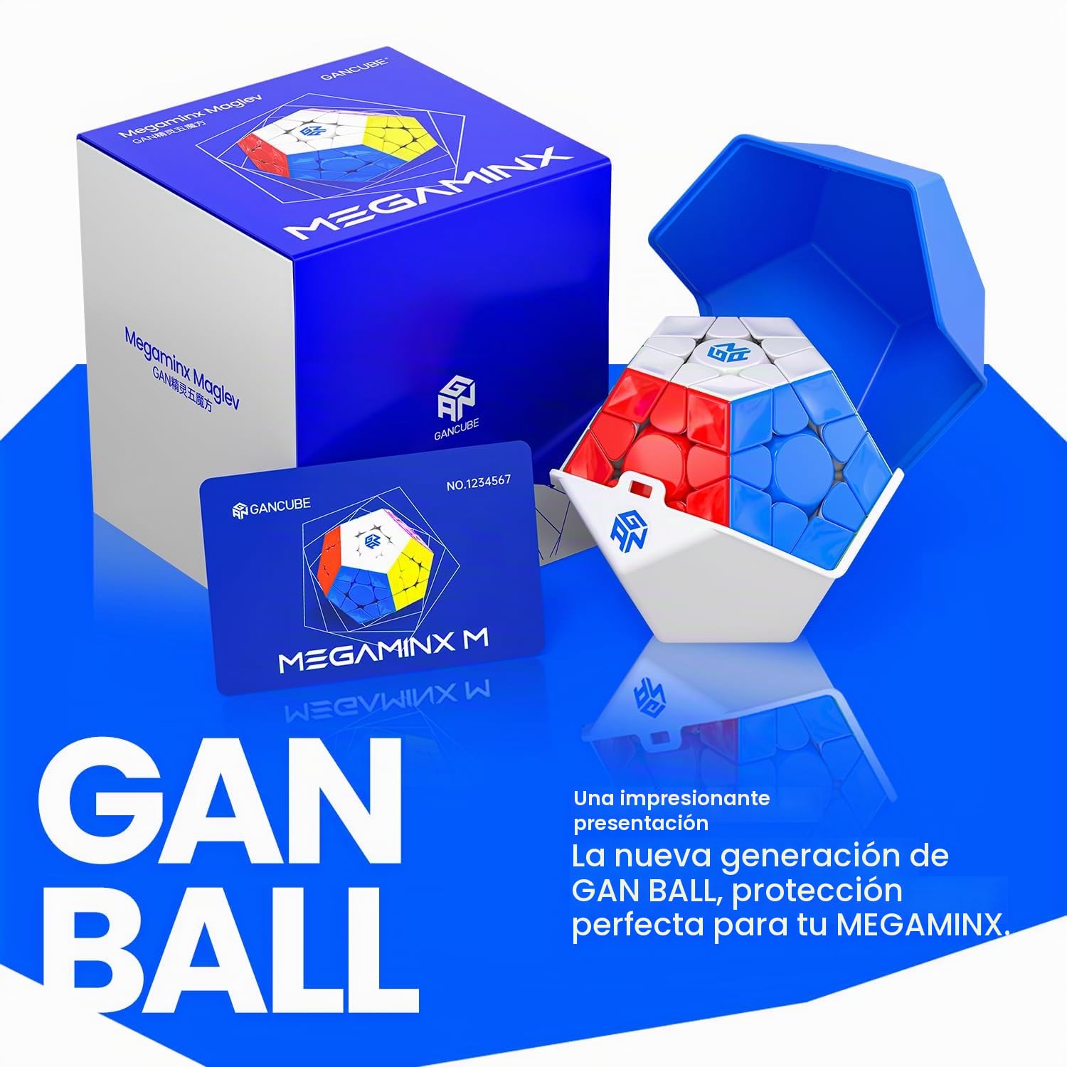 GAN Cubo Mágico Megaminx Maglev,Magnético Dodecaedro Speed Cube con 184 imanes/6 Niveles de Elasticidad,Rotación Suave, Puzzle Niños & Adulto(Parte Inferior Gris,Superficie UV