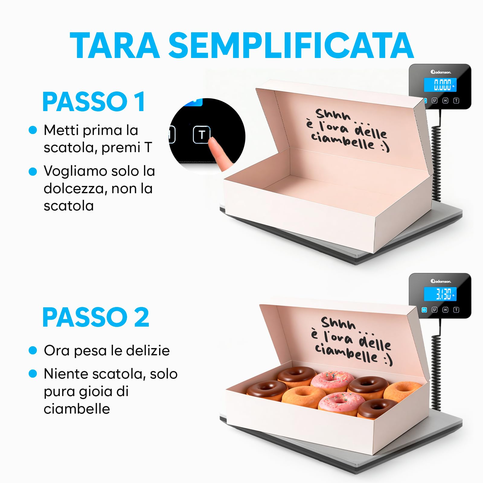 Bilancia Professionale 300 kg Alta Precisione con Funzione Hold/Tara Argento