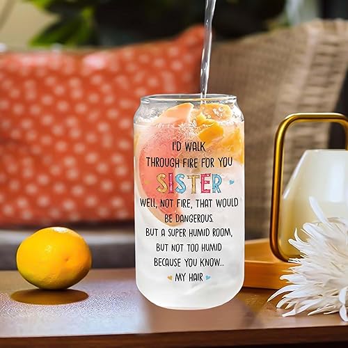 Miniatura 6 de Regalos para hermanas  Regalo para el día de la madre para hermana  Cristal para hermana  Regalos para hermana de hermana  I'd Walk Through Fire For
