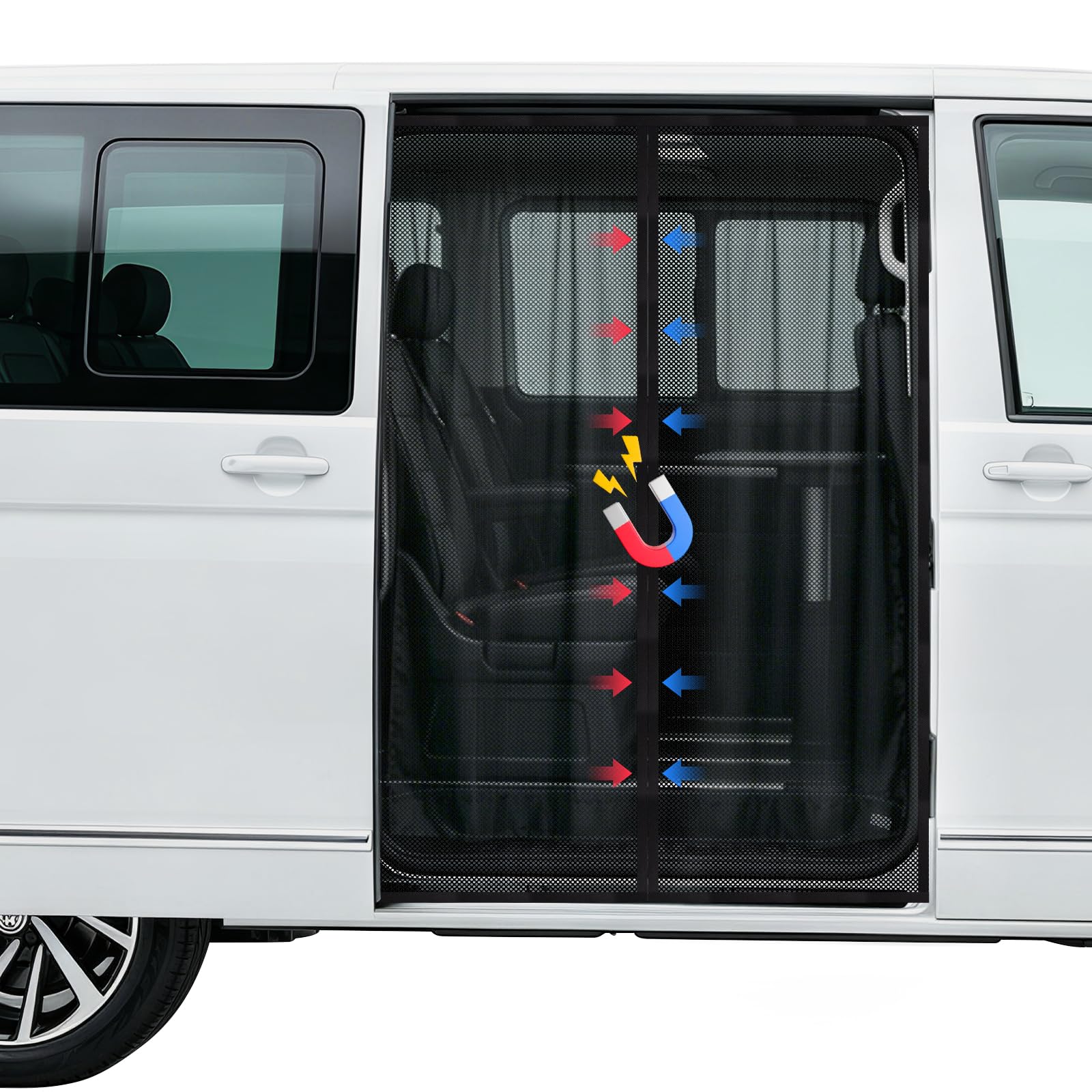 Eyoushow Moskitonetz Magnetisch für VW T5 T6 Schiebetür Fliegengitter Magnet Insektenschutz Schiebetür Car Mosquito Net Auto Accessoires Camping Zubehör Glamping, 148x115cm