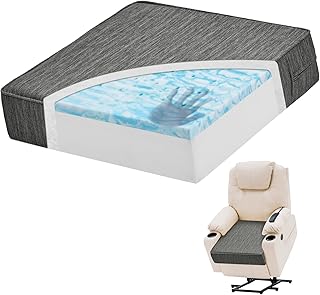 baibu Dual-Layer Gel Memory Foam Recliner Cushions for Elderly, 18x18x4 Inch Thick Non-Slip Recliner