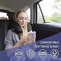 Vista 63 de Fabuday Memory Foam Neck Pillows for Travel - Airplane Pillows for Sleeping with Attachable Snap Strap Soft Washable Cover, Flight Pillow for Pink
