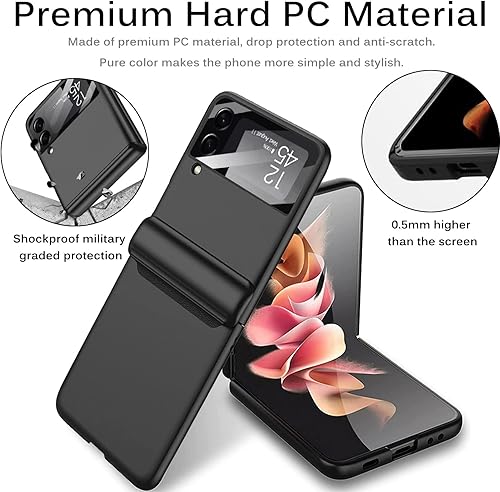 Miniatura 4 de Miimall Funda compatible con Samsung Galaxy Z Flip 3 con protección magnética de bisagra, carcasa magnética ultradelgada de policarbonato duro todo