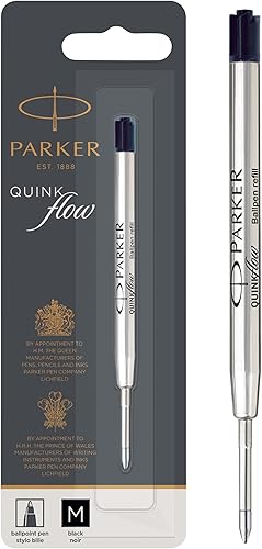 Parker Quinkflow - Recambio de tinta para bolígrafo, punta media, color negro