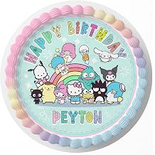 7.5 Inch Edible Cake Topper Hello Kittie Friends Kuromi Melody Themed Birthday Party Collection of Edible Cake Decorations round