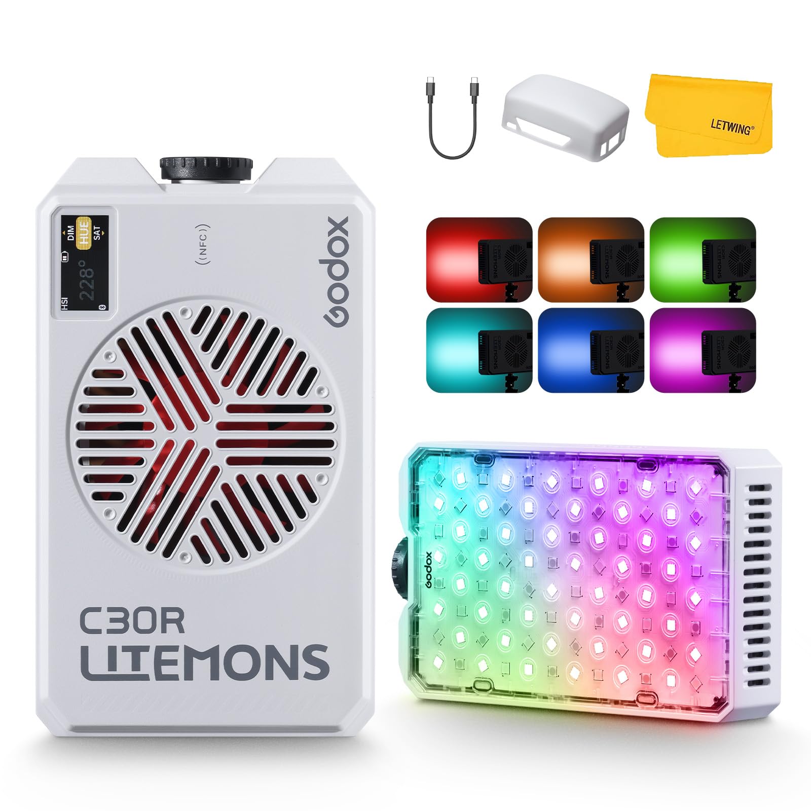 Amazon.com: Godox C30R RGB Camera Light Panel 30W, Portable Led